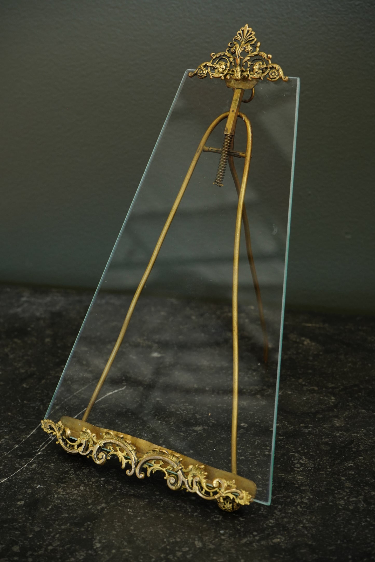 *RESERVED FOR LAUREL* Antique French Gilt Brass Tension Easel Picture Frame, Circa 1890