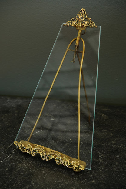 *RESERVED FOR LAUREL* Antique French Gilt Brass Tension Easel Picture Frame, Circa 1890