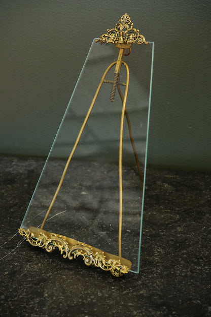 *RESERVED FOR LAUREL* Antique French Gilt Brass Tension Easel Picture Frame, Circa 1890