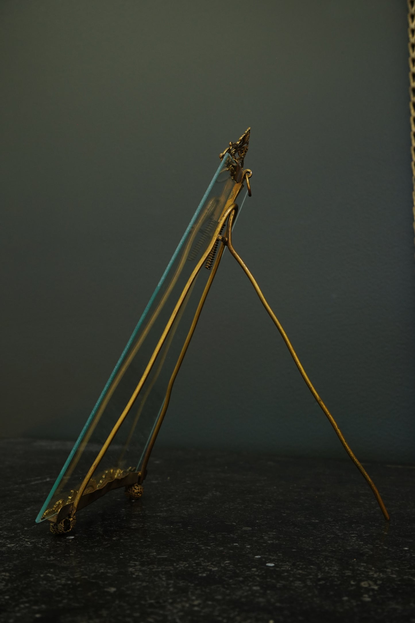 *RESERVED FOR LAUREL* Antique French Gilt Brass Tension Easel Picture Frame, Circa 1890