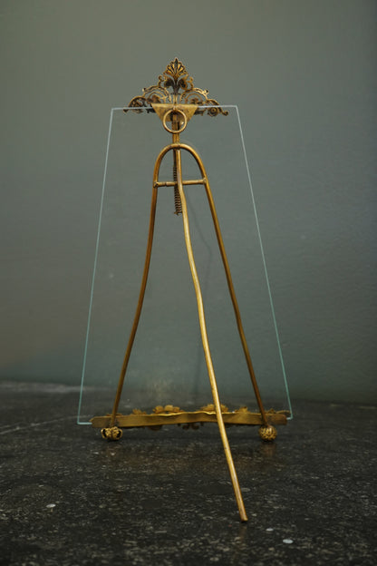 *RESERVED FOR LAUREL* Antique French Gilt Brass Tension Easel Picture Frame, Circa 1890