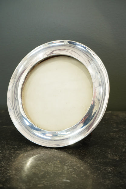Antique English Silverplate Circular Photo Frame, Edwardian, Ca. 1905