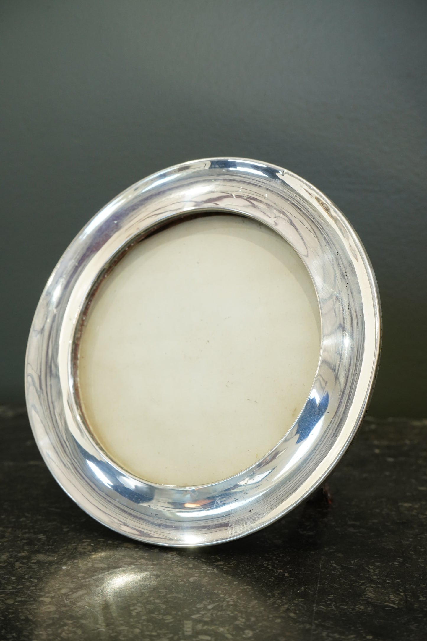Antique English Silverplate Circular Photo Frame, Edwardian, Ca. 1905