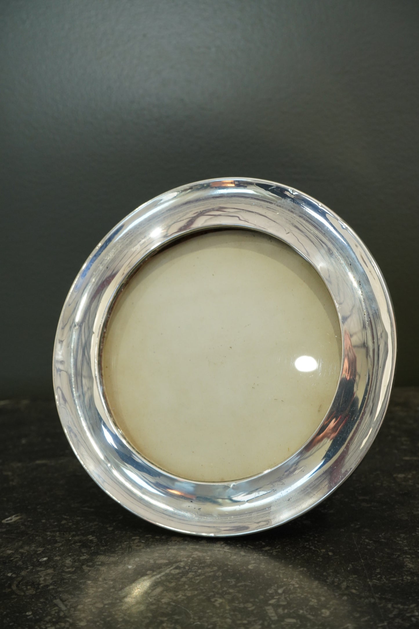 Antique English Silverplate Circular Photo Frame, Edwardian, Ca. 1905