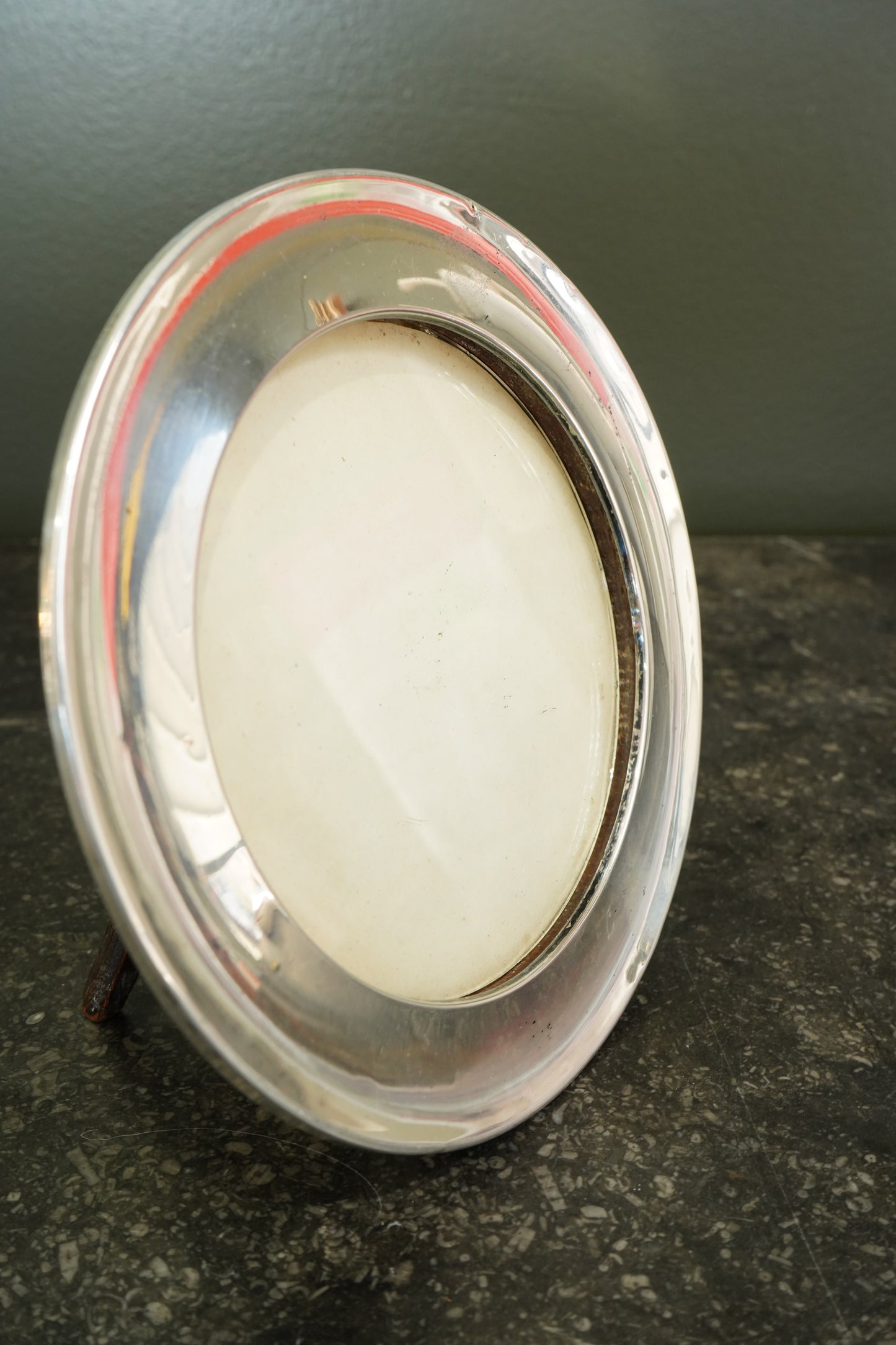 Antique English Silverplate Circular Photo Frame, Edwardian, Ca. 1905