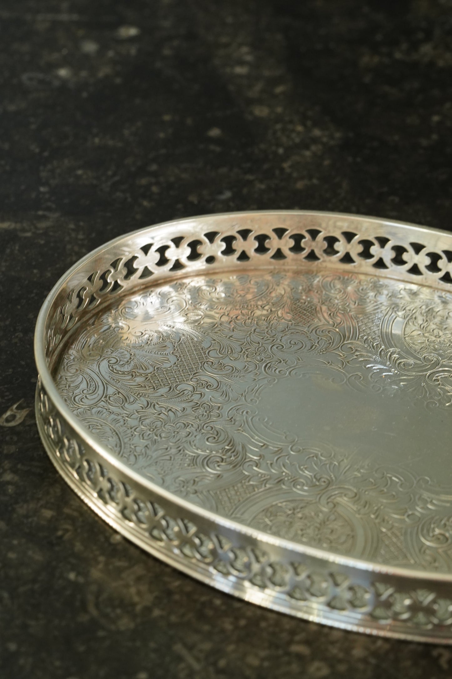 Small Vintage English Silverplate Gallery Tray