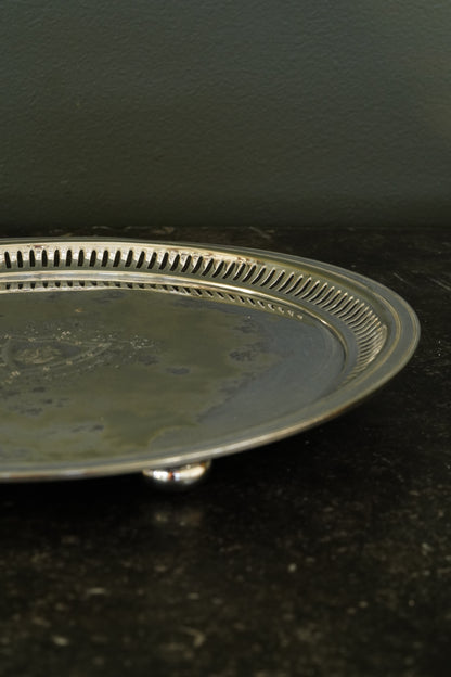 Antique Round Victorian Silverplate Tray, Roberts & Belk Sheffield