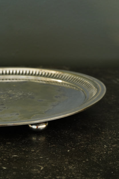 Antique Round Victorian Silverplate Tray, Roberts & Belk Sheffield