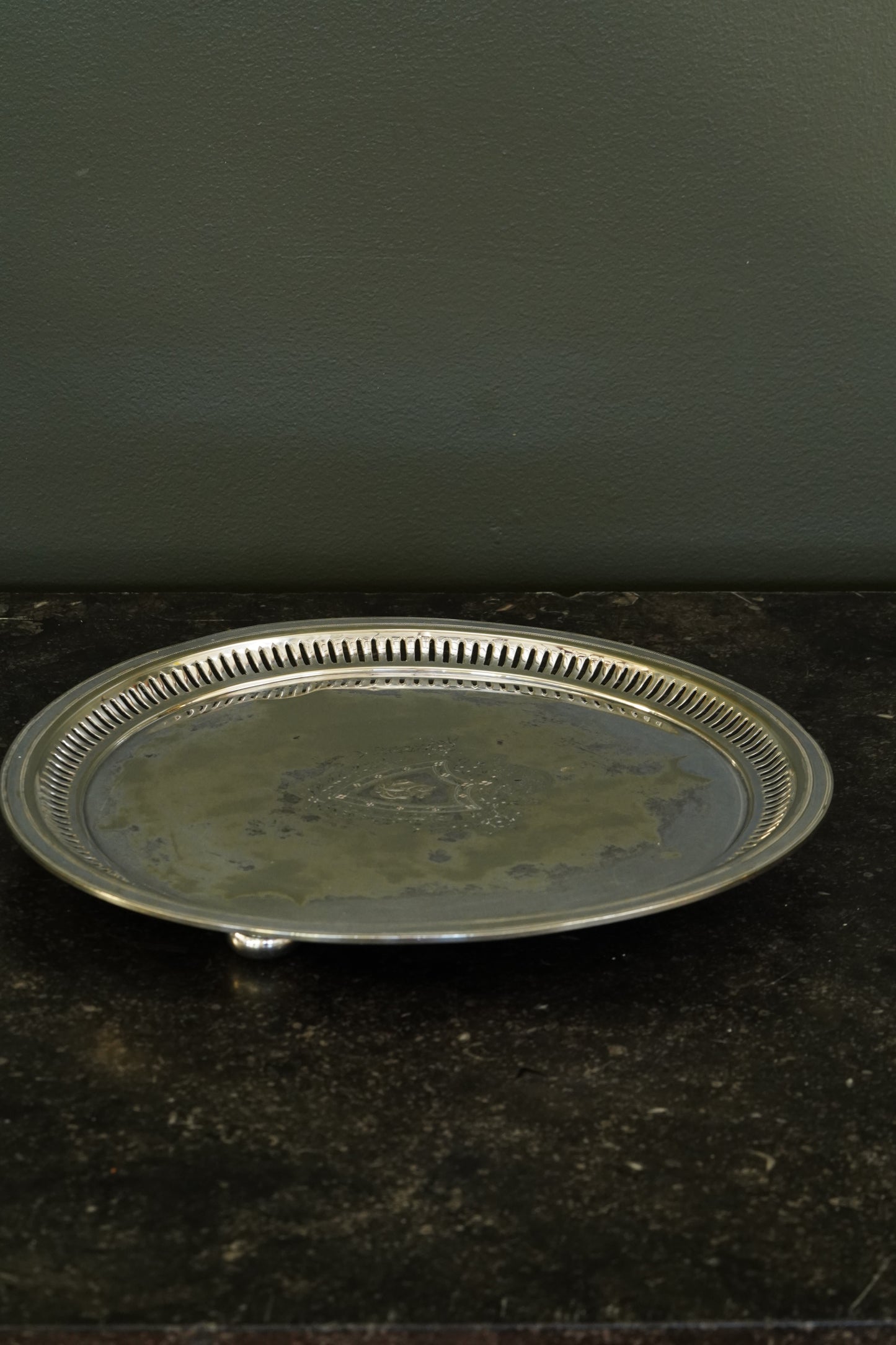 Antique Round Victorian Silverplate Tray, Roberts & Belk Sheffield