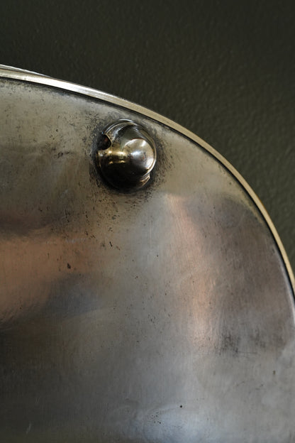 Vintage English Silverplate Gallery Tray with Ball Feet, Engraved Scrollwork