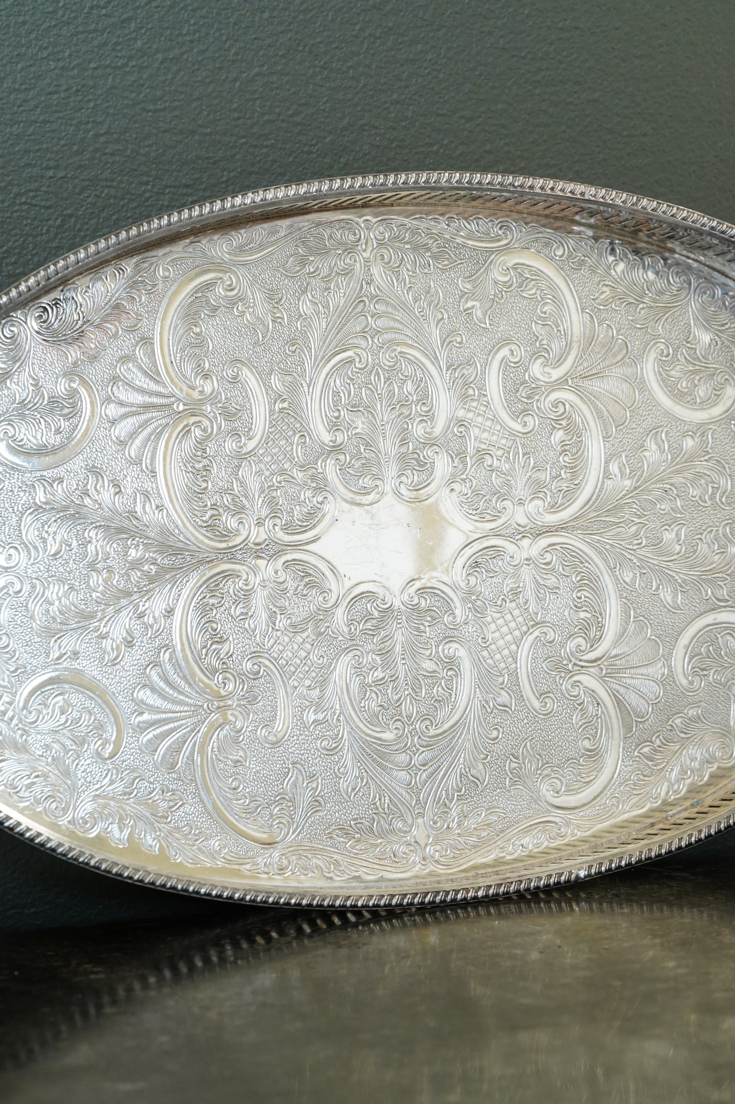 Vintage Sheffield Silverplate Gallery Tray, Engraved