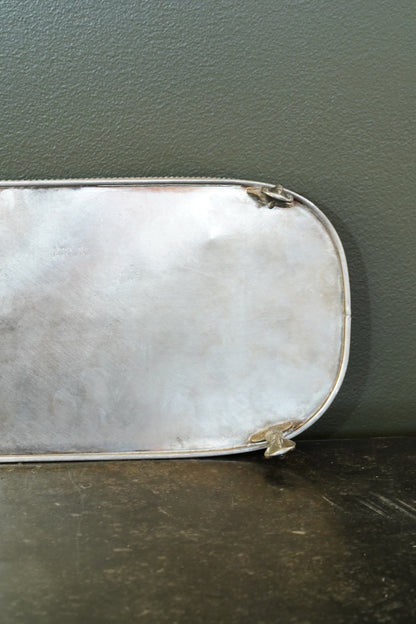 *RESERVED* Antique English Silverplate Gallery Tray with Feet, Sheffield
