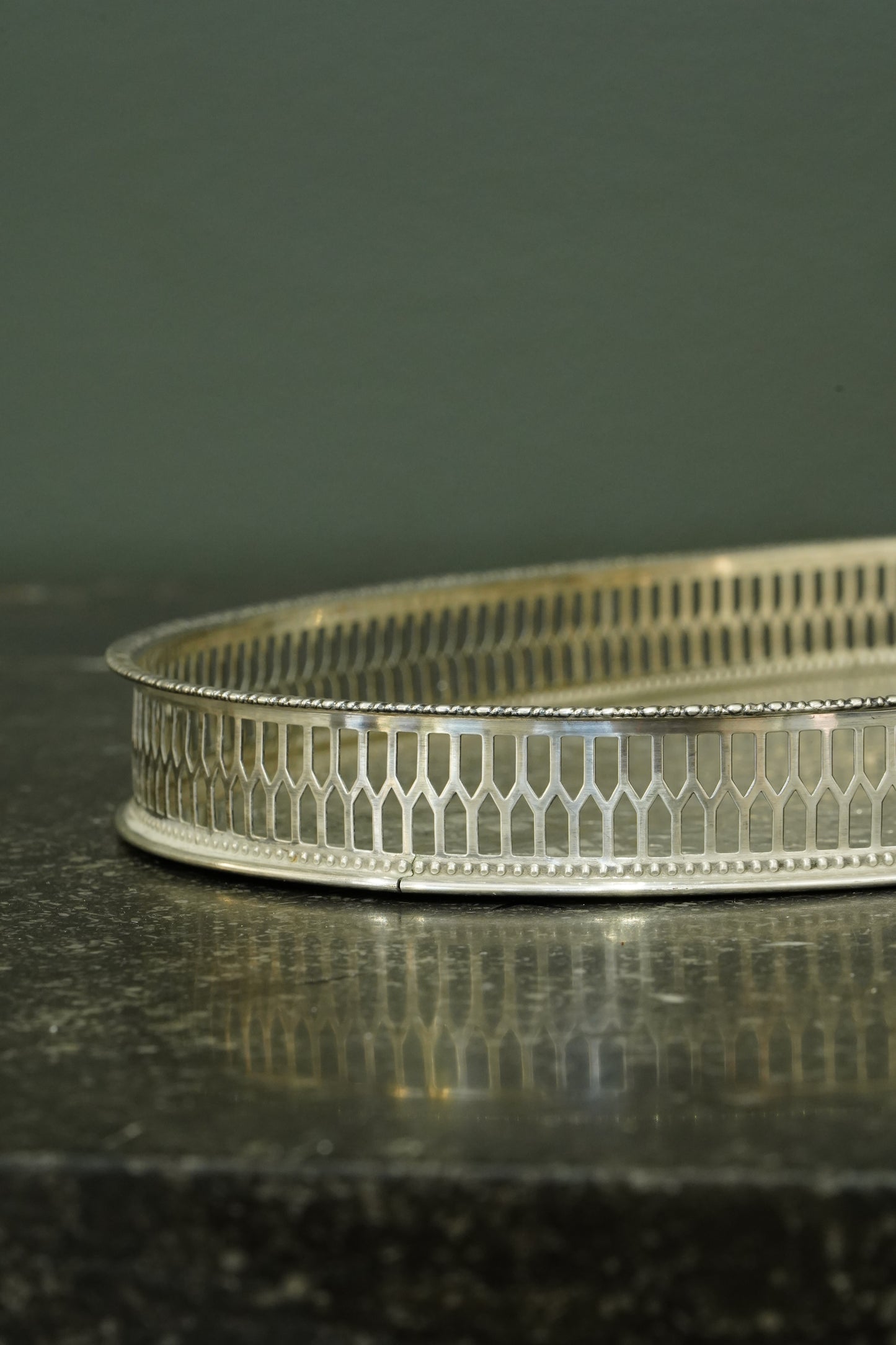 Vintage Viners of Sheffield Oval Silver Plate Gallery Tray, Ca. 1950