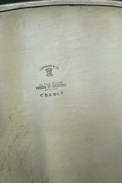 Vintage Viners of Sheffield Oval Silver Plate Gallery Tray, Ca. 1950