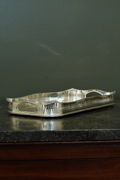 Antique Mappin & Webb Silverplate Gallery Tray, Sheffield, Rectangular
