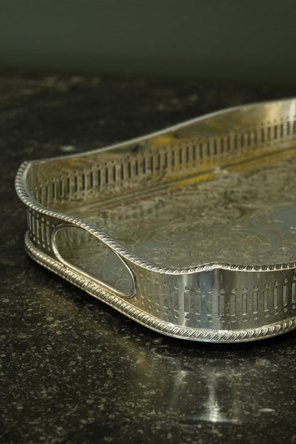 Antique Mappin & Webb Silverplate Gallery Tray, Sheffield, Rectangular
