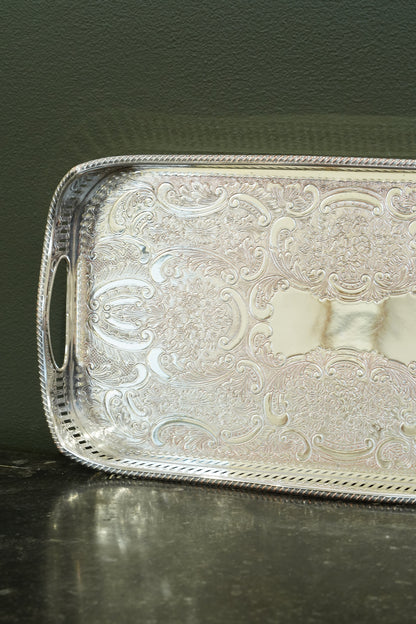 Antique Mappin & Webb Silverplate Gallery Tray, Sheffield, Rectangular