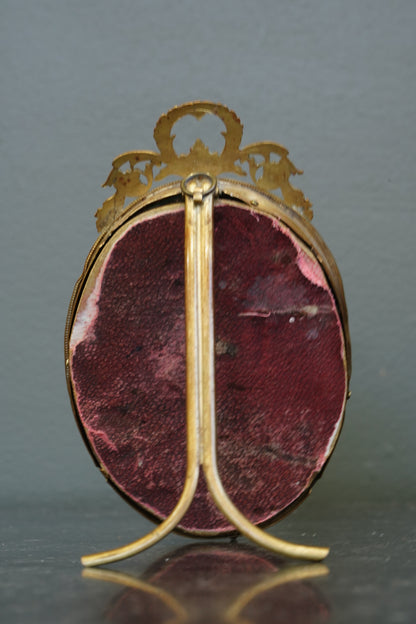 Antique French Gilt Brass Oval Picture Frame