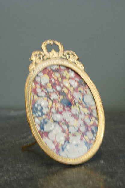 Antique French Gilt Brass Oval Picture Frame