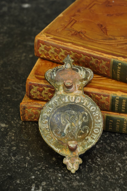 Antique Victorian Brass Cavalry Bit Boss Badges, Pair