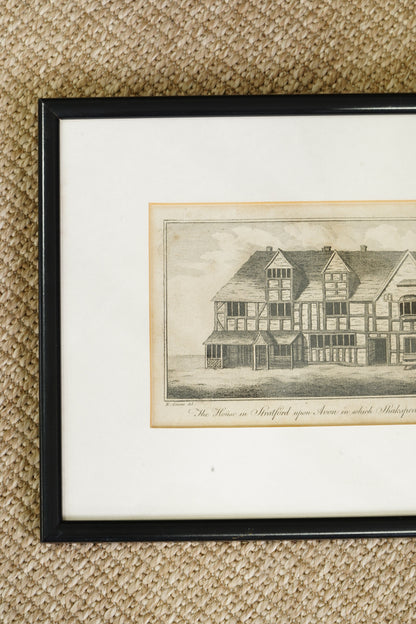 Antique Engraving Shakespeare's Birthplace Stratford-upon-Avon, After R. Greene, Circa 1800