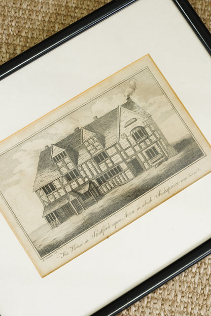 Antique Engraving Shakespeare's Birthplace Stratford-upon-Avon, After R. Greene, Circa 1800