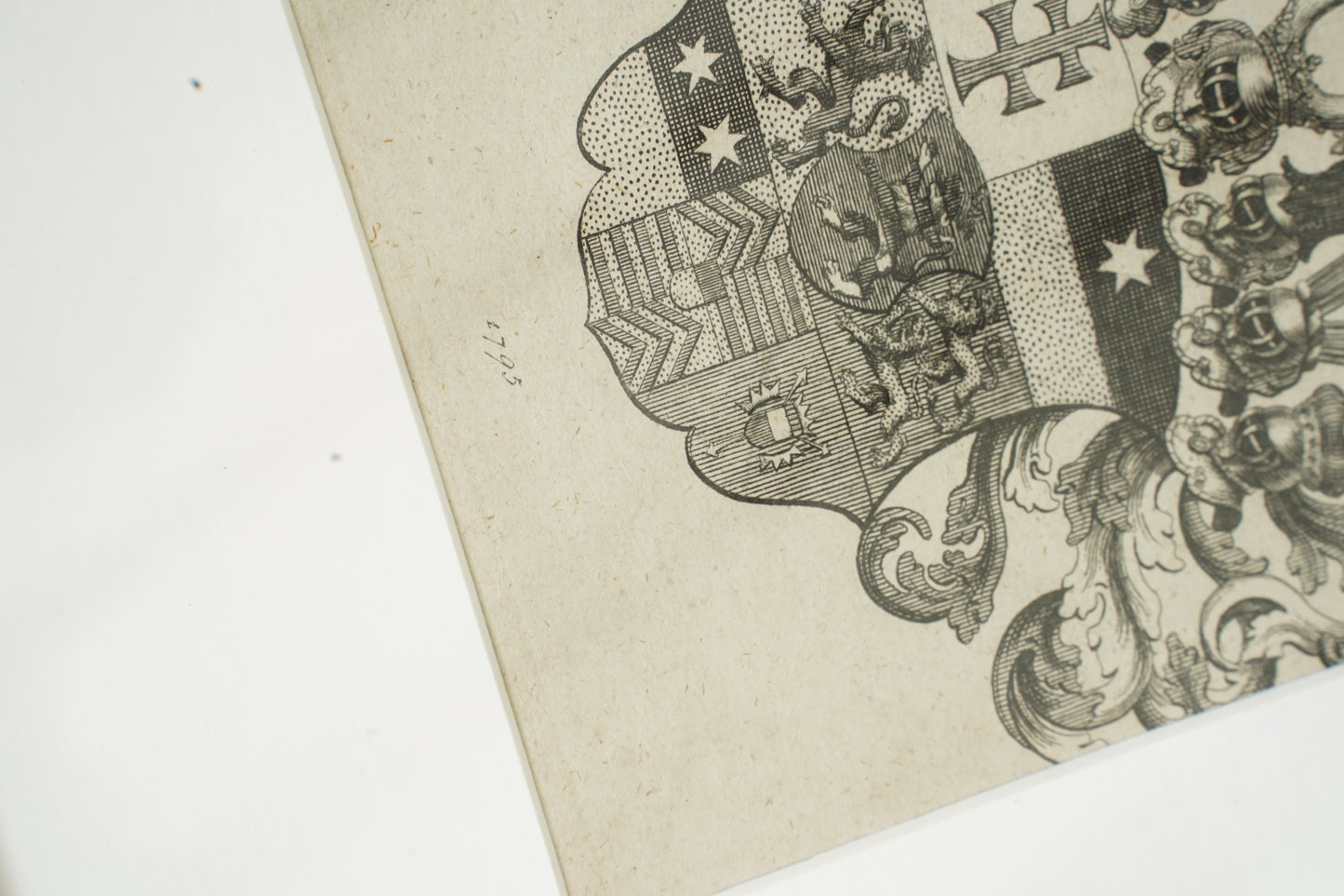 Antique German Engraving Hesse-Cassel State Arms, Dated 1795