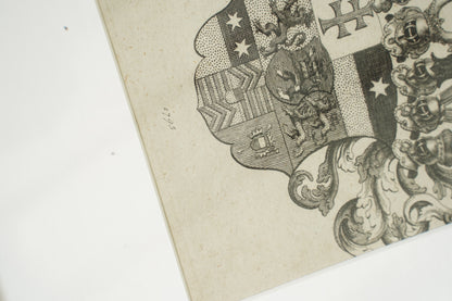 Antique German Engraving Hesse-Cassel State Arms, Dated 1795