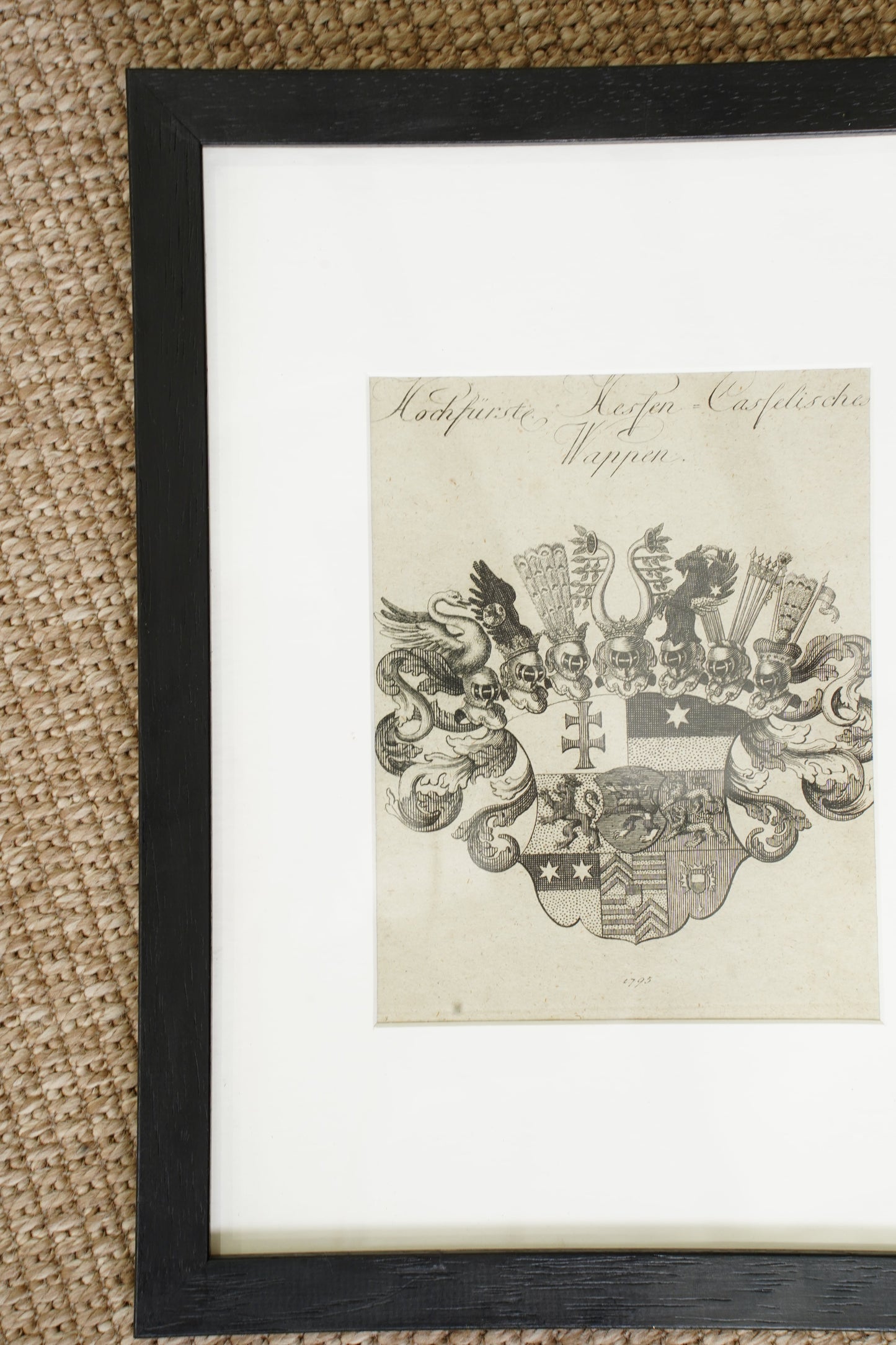 Antique German Engraving Hesse-Cassel State Arms, Dated 1795