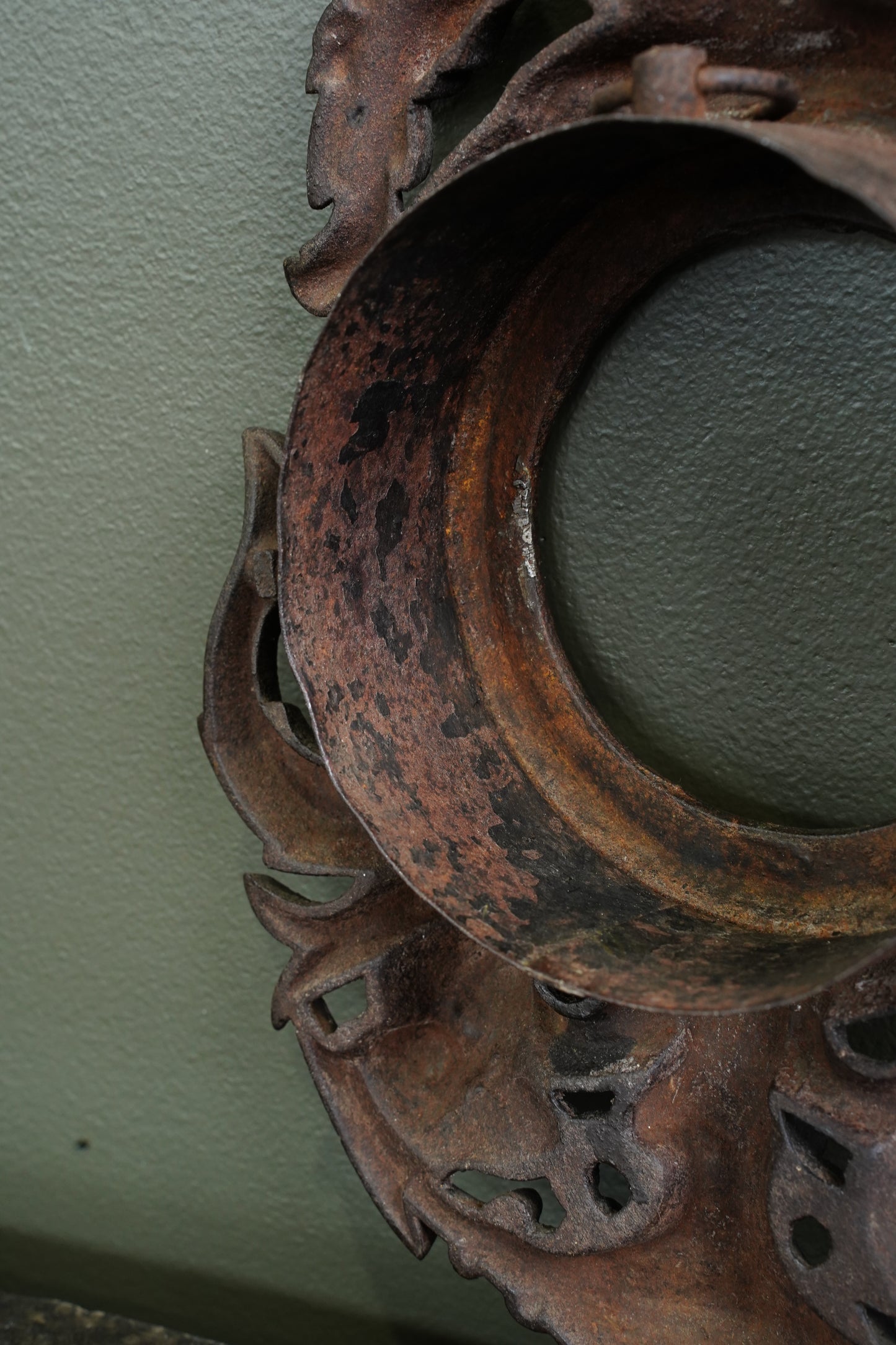 Antique English Cast Iron Clock Bezel with British Royal Arms, Ca. 1900