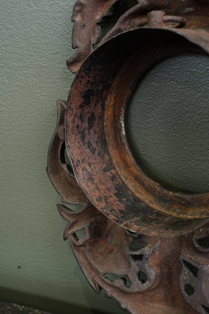 Antique English Cast Iron Clock Bezel with British Royal Arms, Ca. 1900