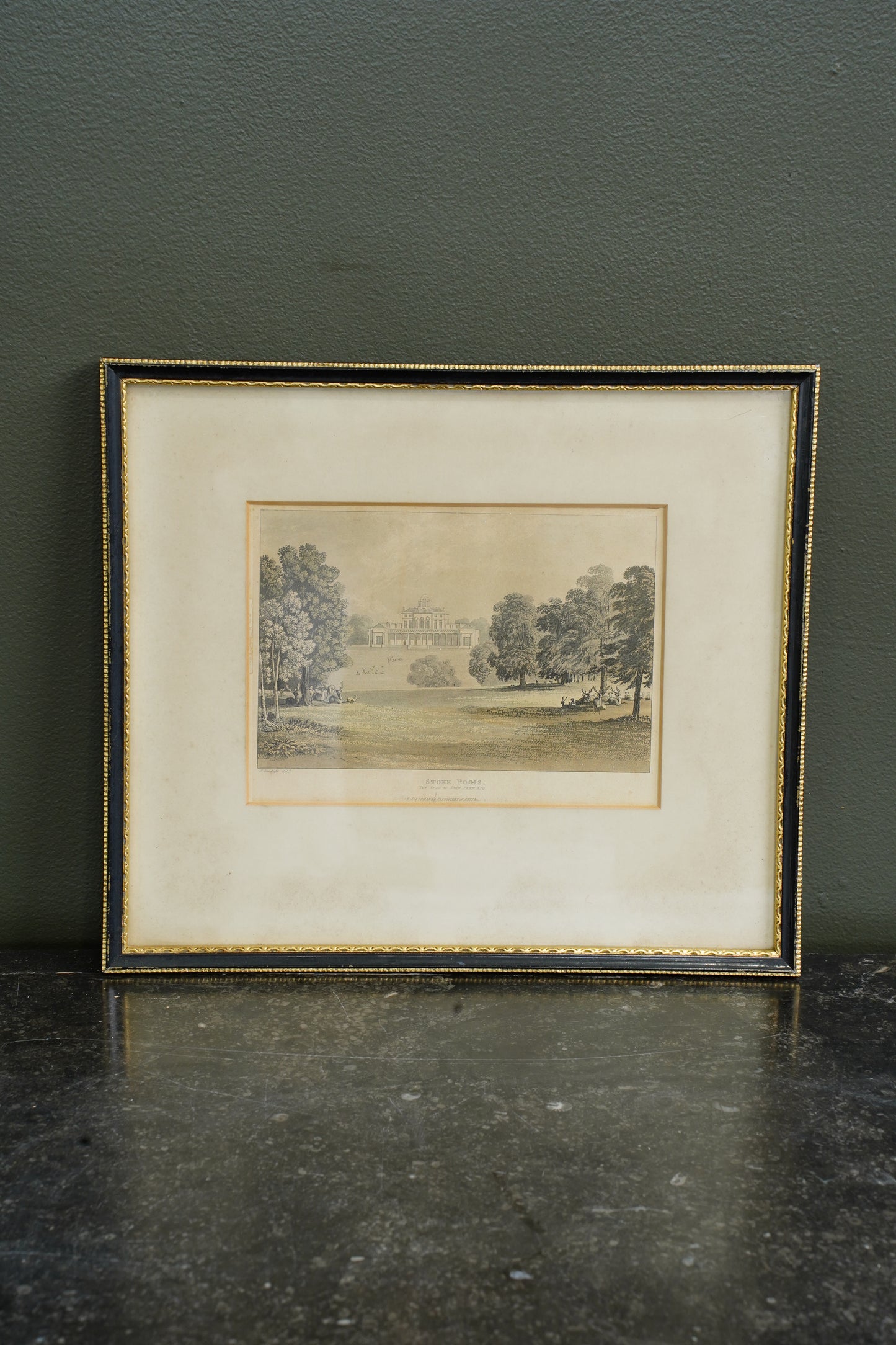 Antique Engraving Stoke Park Buckinghamshire, Ackermann, Circa 1820