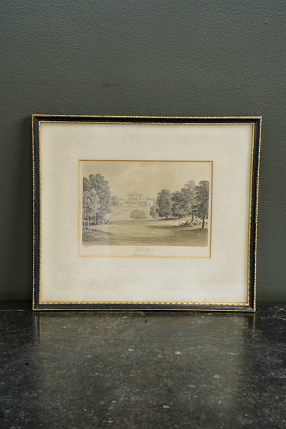 Antique Engraving Stoke Park Buckinghamshire, Ackermann, Circa 1820