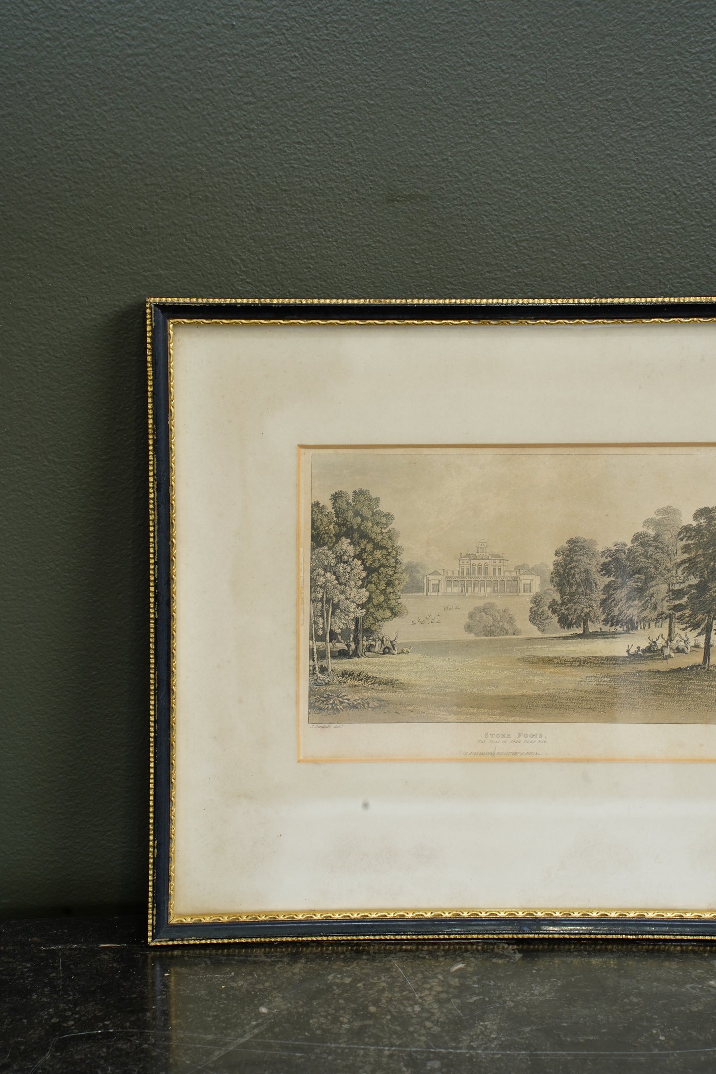 Antique Engraving Stoke Park Buckinghamshire, Ackermann, Circa 1820