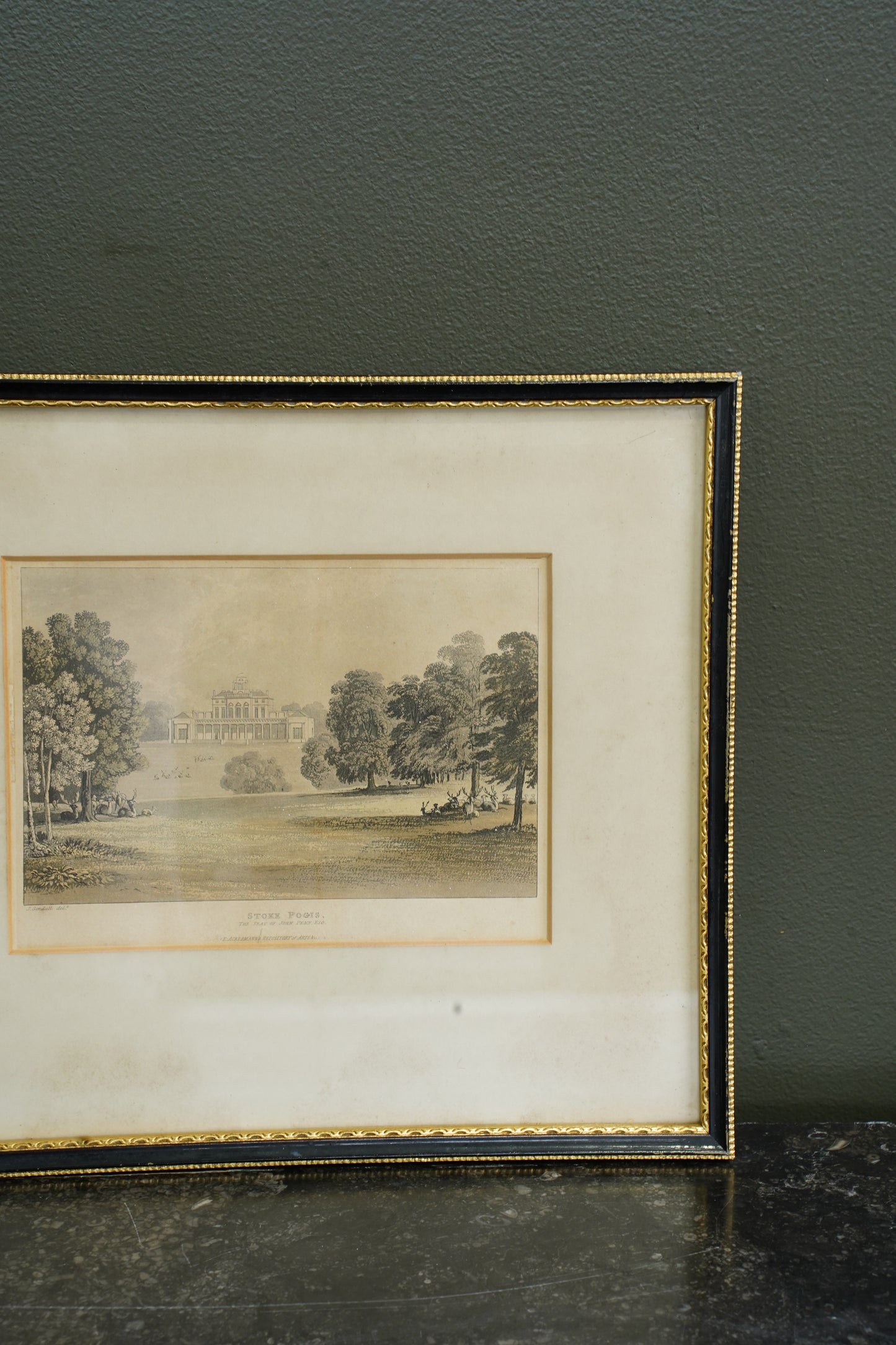 Antique Engraving Stoke Park Buckinghamshire, Ackermann, Circa 1820