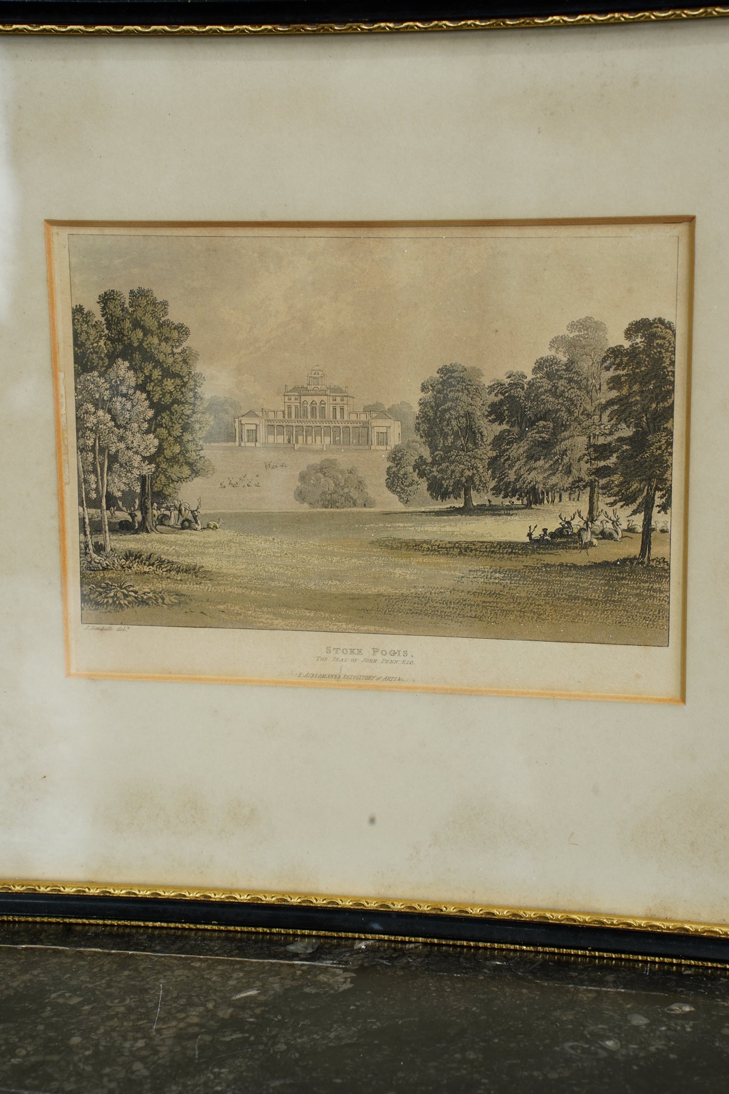 Antique Engraving Stoke Park Buckinghamshire, Ackermann, Circa 1820