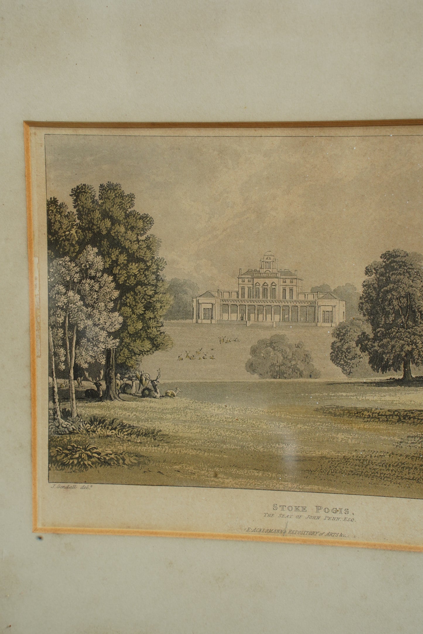Antique Engraving Stoke Park Buckinghamshire, Ackermann, Circa 1820
