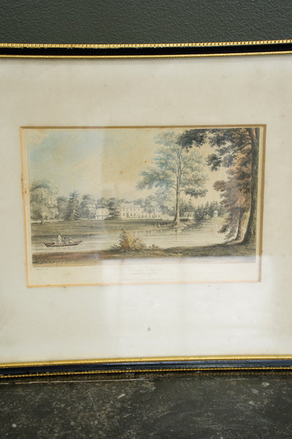 Antique Hand-Colored Engraving, Stoke Place Buckinghamshire, Ackermann 1824