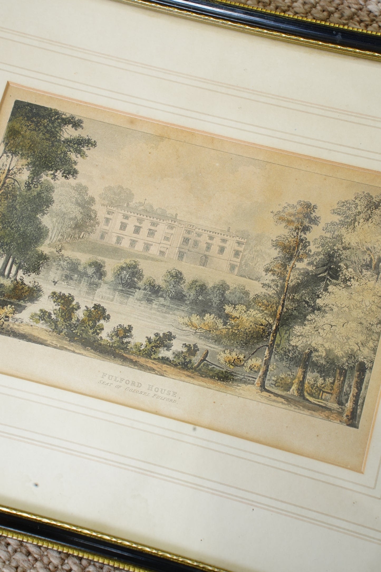 Antique Engraving Fulford House Devon, After J. Gendall, Ackermann, Circa 1826