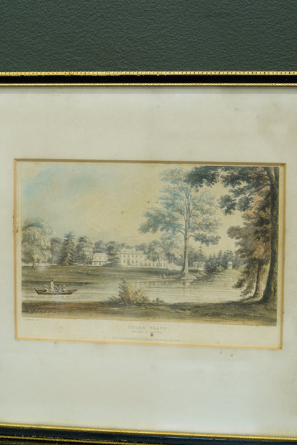 Antique Hand-Colored Engraving, Stoke Place Buckinghamshire, Ackermann 1824