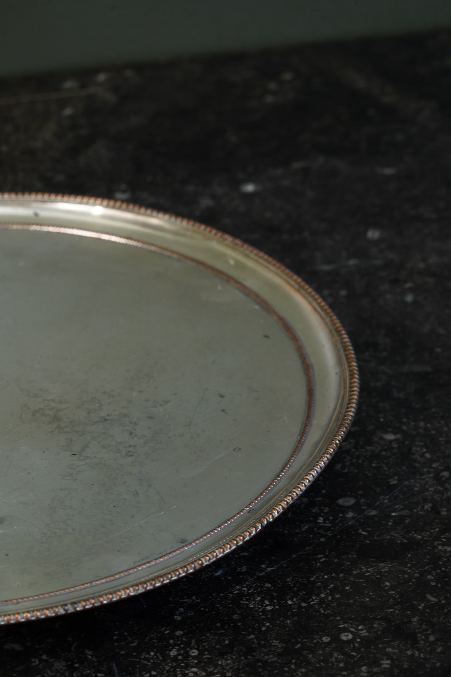 English Silver Plate Footed Tray on Copper, Edwardian Ca. 1910