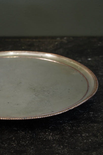 English Silver Plate Footed Tray on Copper, Edwardian Ca. 1910
