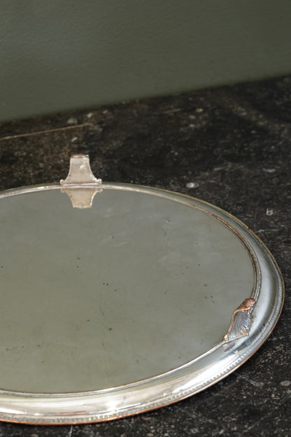 English Silver Plate Footed Tray on Copper, Edwardian Ca. 1910