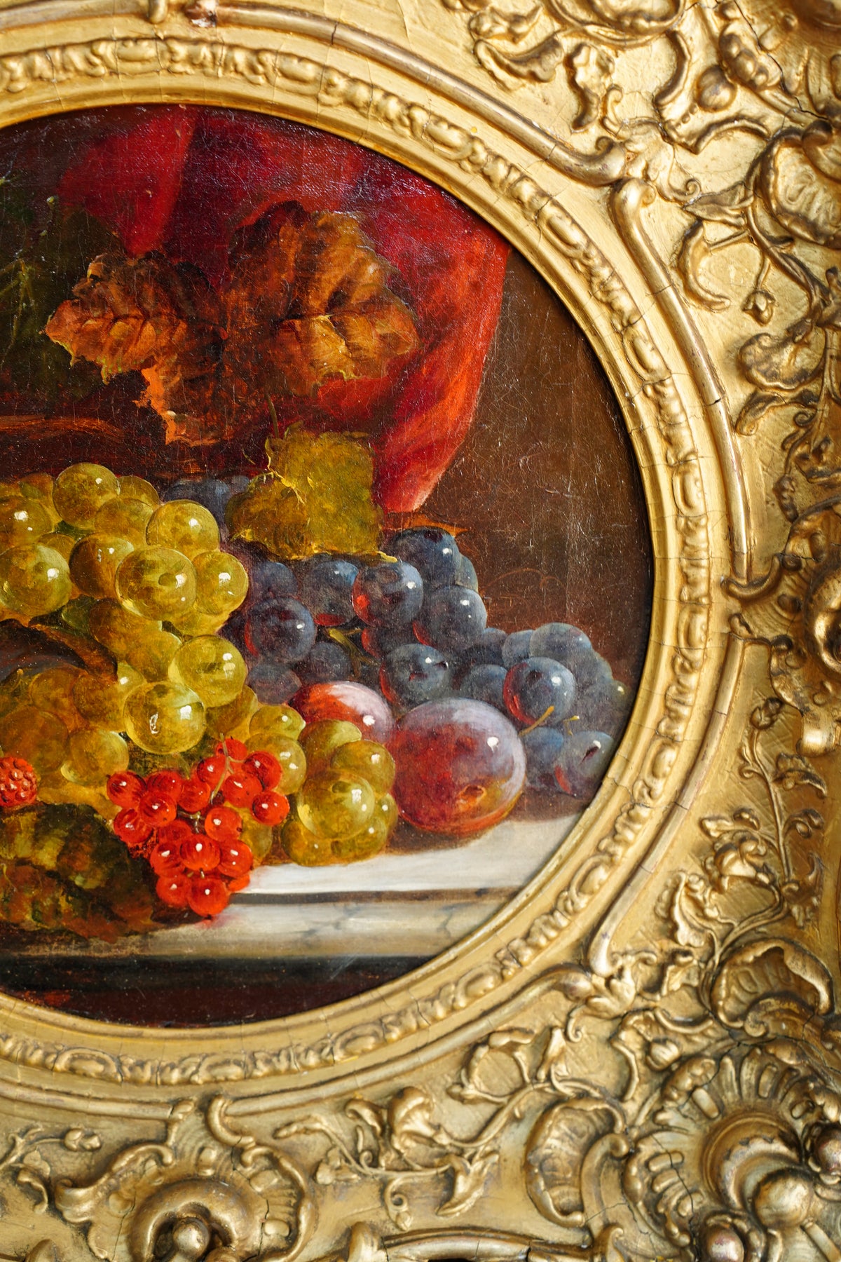 Antique Fruit Still Life Oil Painting, Gilt Frame, Late 1800s