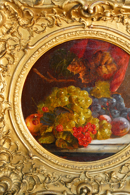 Antique Fruit Still Life Oil Painting, Gilt Frame, Late 1800s