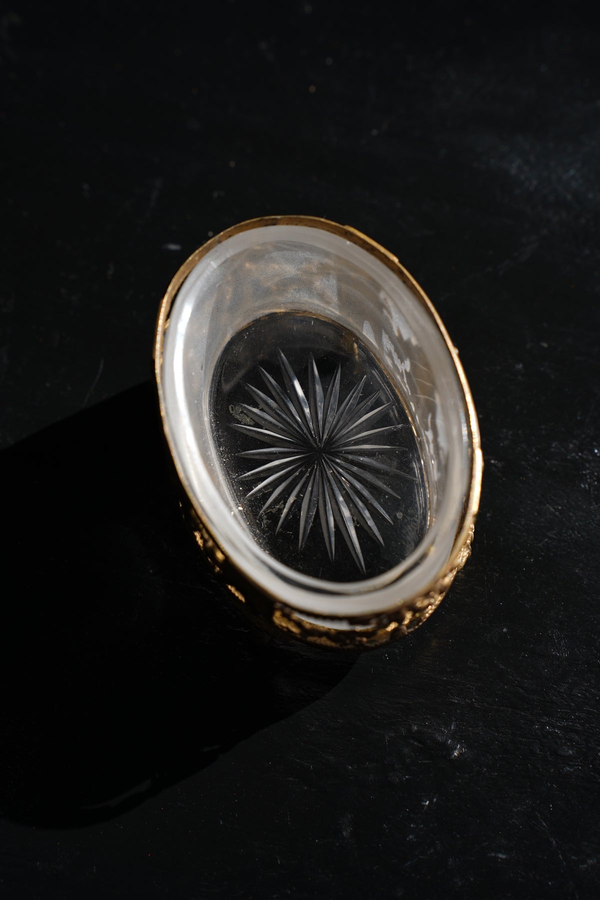 Antique Louis XVI Style Gilt Salt Cellar, Frosted Glass
