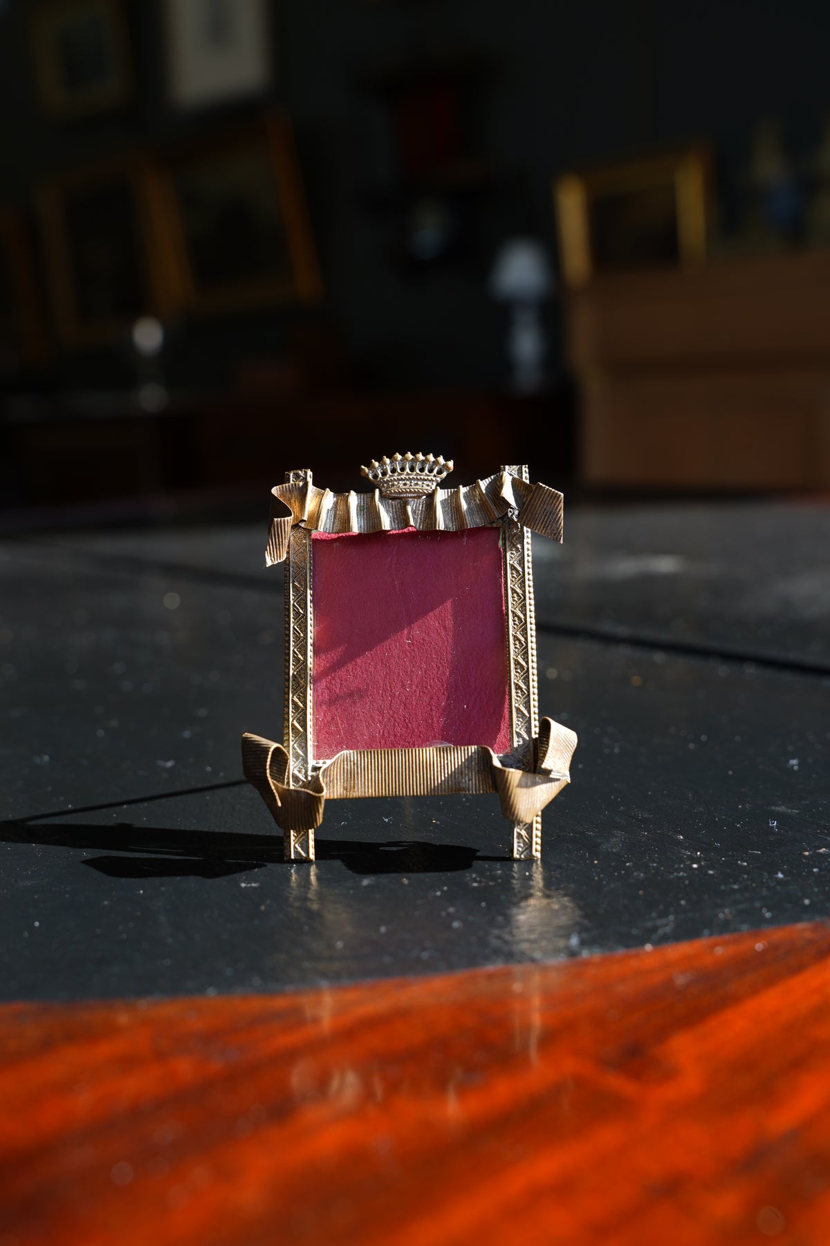 Antique Louis XVI Style Brass Miniature Picture Frame