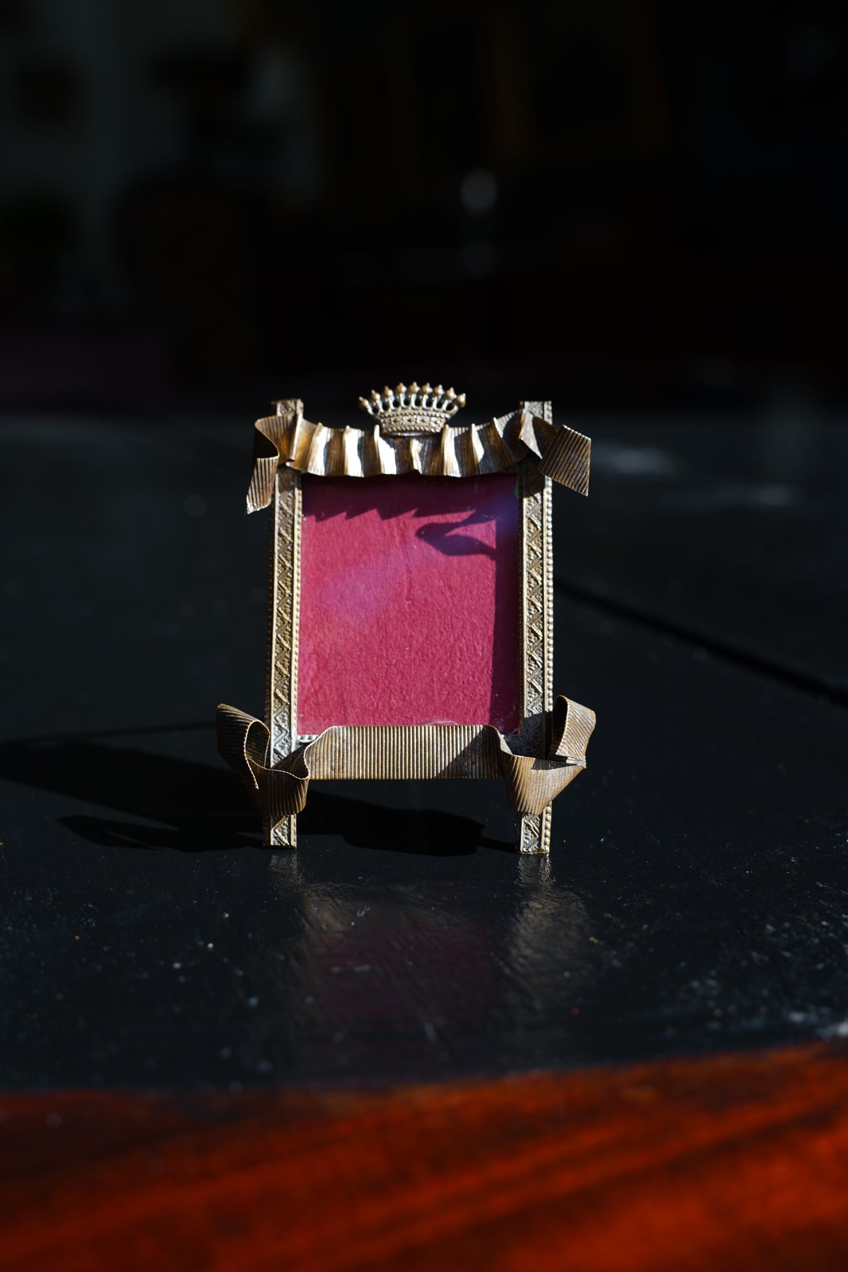 Antique Louis XVI Style Brass Miniature Picture Frame