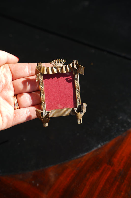 Antique Louis XVI Style Brass Miniature Picture Frame