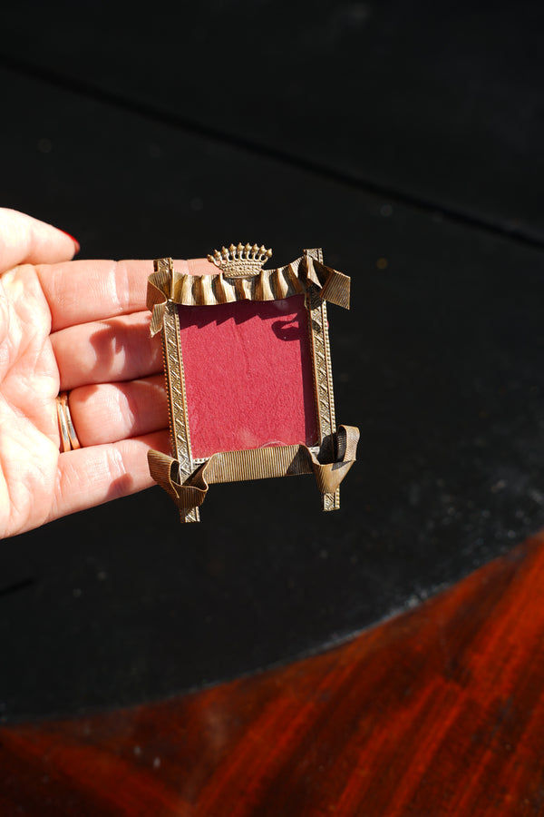 Antique Louis XVI Style Brass Miniature Picture Frame